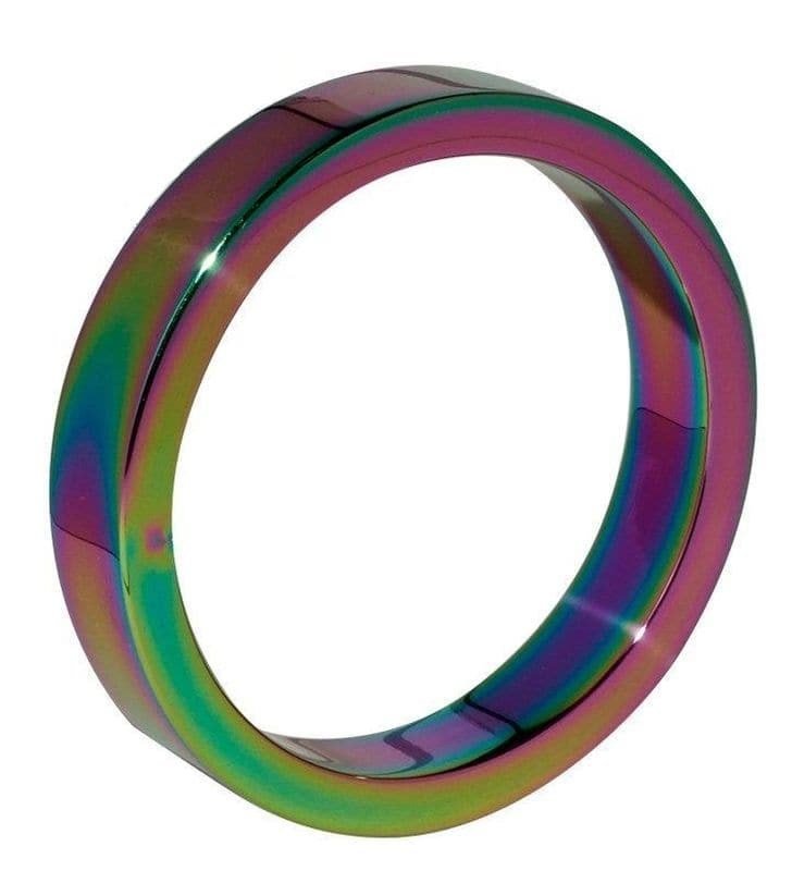 Heavy Duty Rainbow Metal Cock Ring 10mm