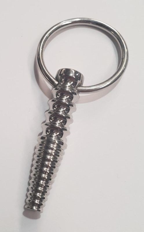 Ynaija Ribbed Metal Penis Plug With O-Ring