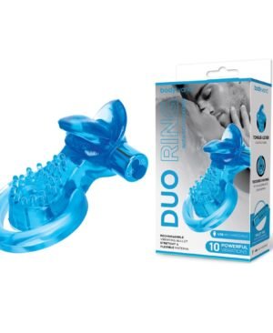 Bodywand Rechargeable Duo Ring with Clit Tickler - Blue