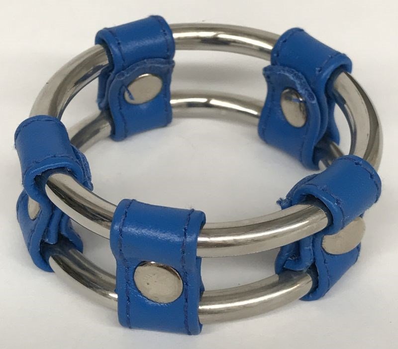 Plain Tube Steel Double Cock Ring Blue