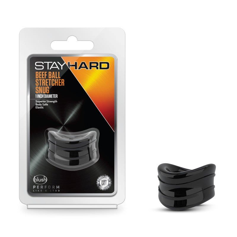 Stay Hard Beef Ball Stretcher Snug - 1 Inch Black