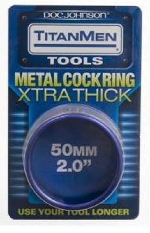 TitanMen Tools Xtra Thick Metal Cock Ring 50mm Blue