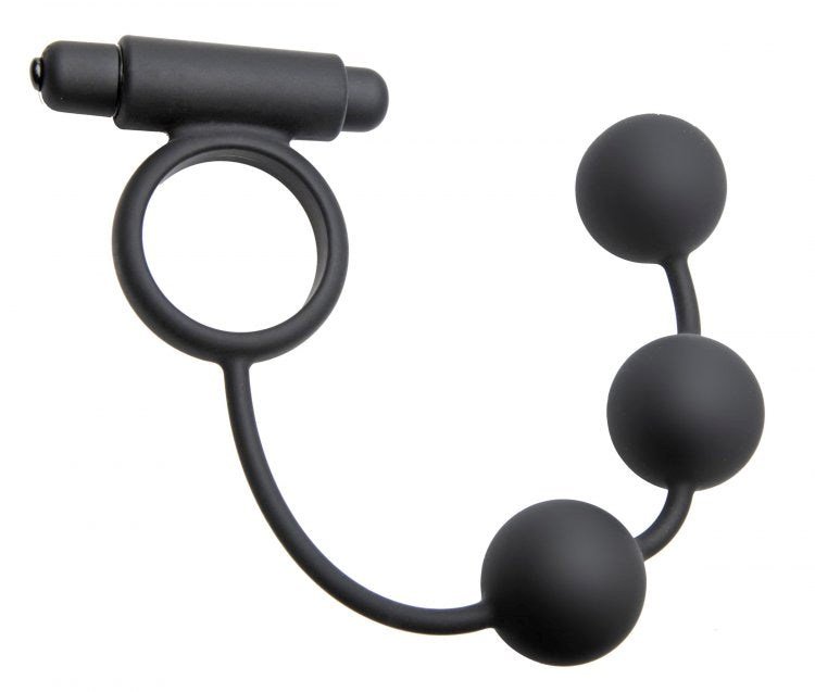 Tri-Orb Vibrating Cock Ring And Weighted Silicone Anal Balls