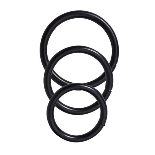 Steel 3 Piece Cock Ring Set Black