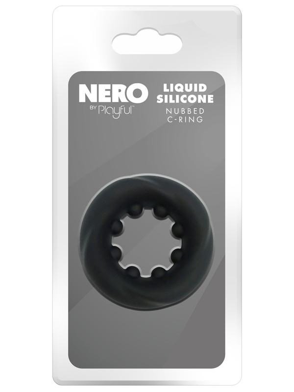 Playful Nero Liquid Silicone Nubbed Cock Ring