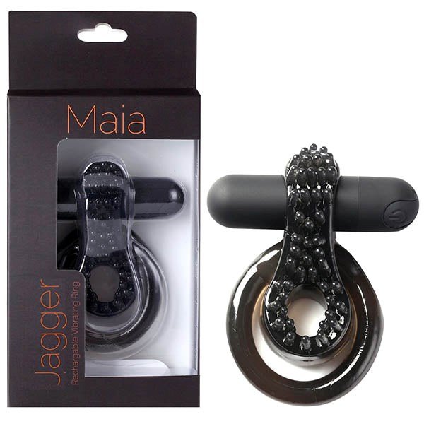 Maia Jagger USB Rechargeable Vibrating Cock & Ball Ring Black