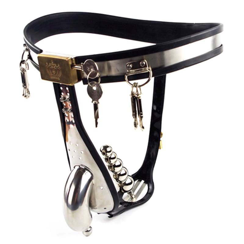 Male Chastity Belt With Urethral Plug