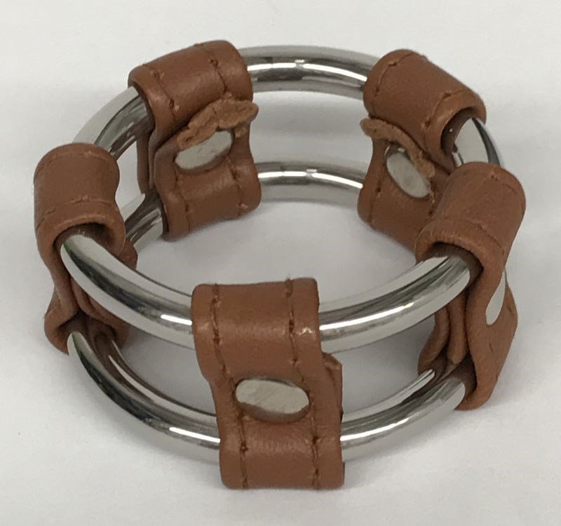Plain Tube Steel Double Cock Ring Brown
