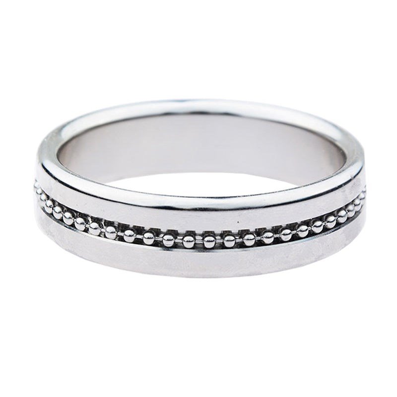 Silver Metal Cock Ring with Grooves